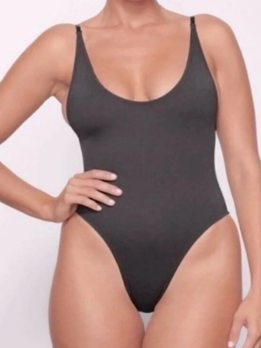 SKIMS Recycled Swim Scoop Neck One Piece | Gunmetal | M | NWT 🏷️